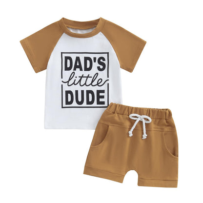 Kupretty Toddler Baby Boy Summer Clothes Letter Graphic Short Sleeve Shirt T-Shirt Tops + Casual Shorts Outfit Set