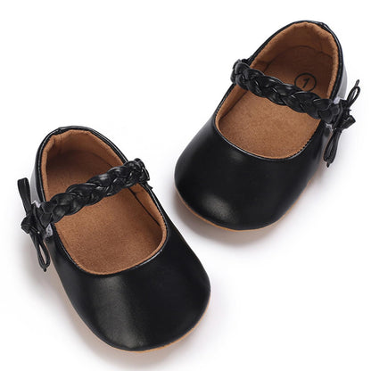 Baby Girl Mary Jane Flats Dress Shoes - Infant Newborn Shoes Anti-Slip Soft PU Leather Party School Wedding Princess Baby Girl Shoes 0-18M