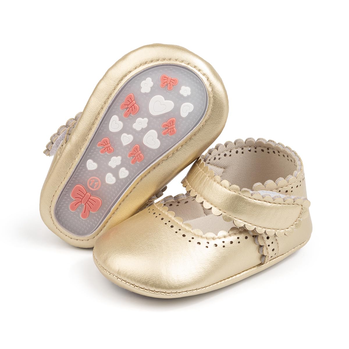 ohsofy Infant Baby Girls Mary Jane Flats Non-Slip Bowknot Princess Wedding Dress Shoes Toddler Crib Shoes