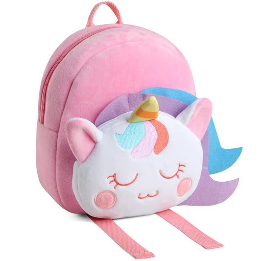 VASCHY Toddler Backpack, Baby Boys and Girls Cute Plush Animal Small Daycare Backpack for Baby Little Kids Yellow Cat