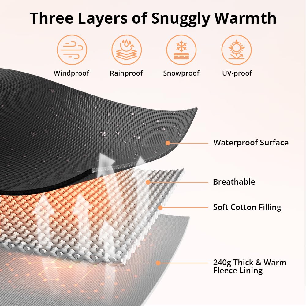 Bioby Winter Baby Car Seat Cover, Infant Car Seat Cover for Boy Girl, Roomy, Cozy, Warm, Waterproof Baby Carseat Covers Canopy with Thickened Fleece Lining, Breathable Hole, Universal Fitted Black