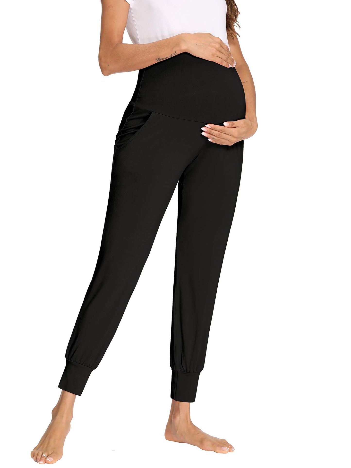 fitglam Women's Maternity Pants Over Belly Lounge Pajamas Clothes Pregnancy Must Haves Joggers with Pockets