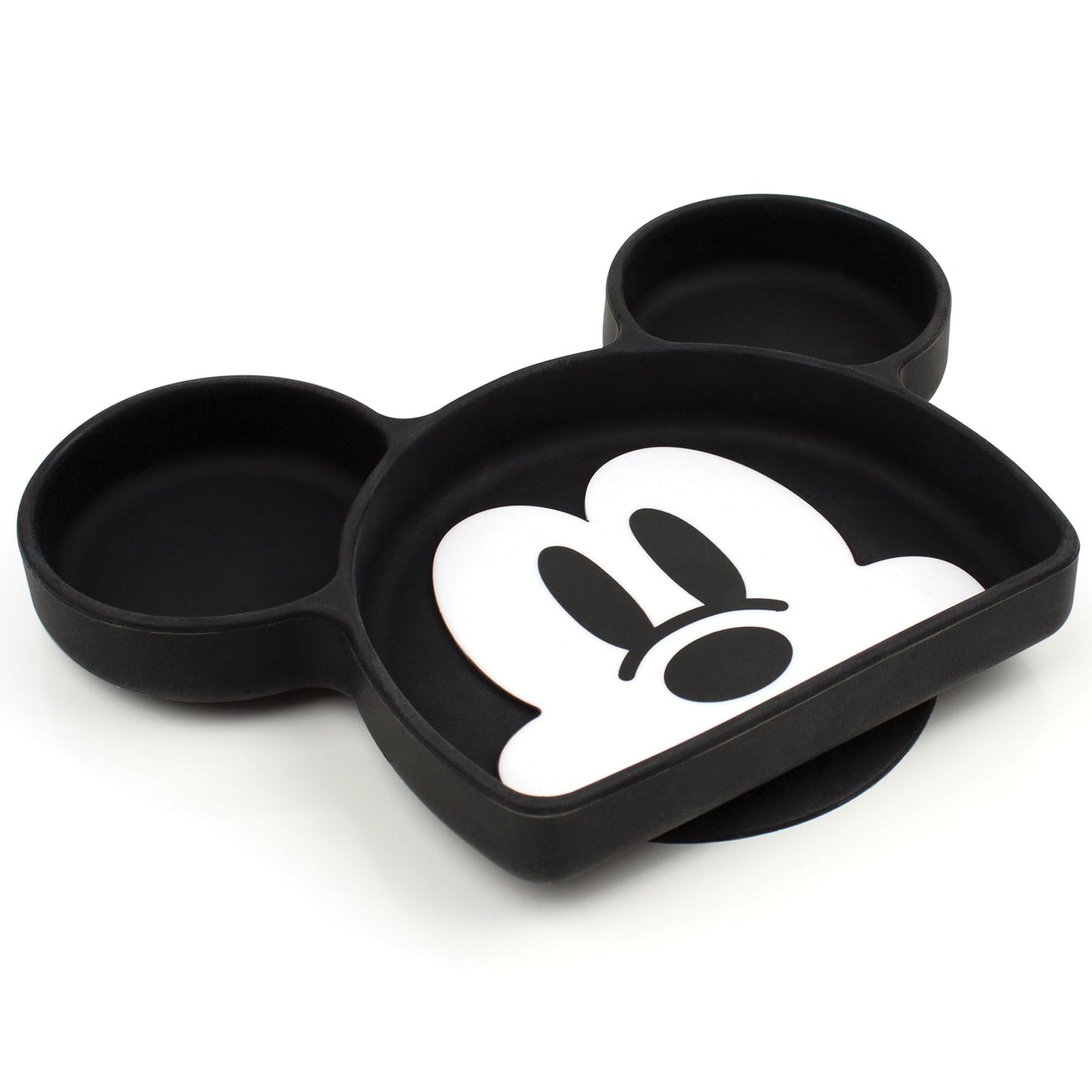 Bumkins Disney Toddler and Baby Suction Plate, Silicone Grip Dish, Baby Led Weaning, Kids Feeding Supplies, Non Skid Sticky Bottom, Platinum Silicone, for Children Ages 6 Months Up, Minnie Mouse