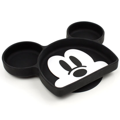 Bumkins Disney Toddler and Baby Suction Plate, Silicone Grip Dish, Baby Led Weaning, Kids Feeding Supplies, Non Skid Sticky Bottom, Platinum Silicone, for Children Ages 6 Months Up, Minnie Mouse