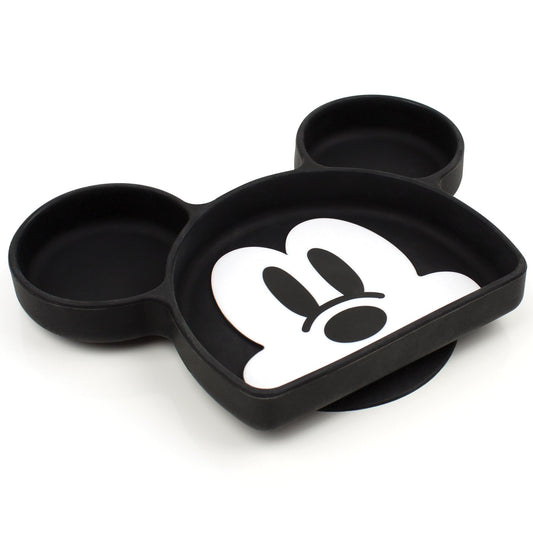 Bumkins Disney Toddler and Baby Suction Plate, Silicone Grip Dish, Baby Led Weaning, Kids Feeding Supplies, Non Skid Sticky Bottom, Platinum Silicone, for Children Ages 6 Months Up, Minnie Mouse