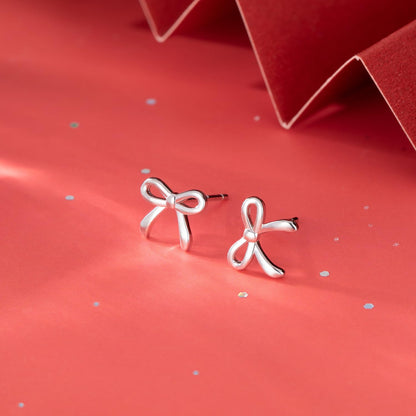 SLUYNZ Solid 925 Sterling Silver Tiny Bow Earrings Stud for Women Teens Small Bowknot post Stud Earrings