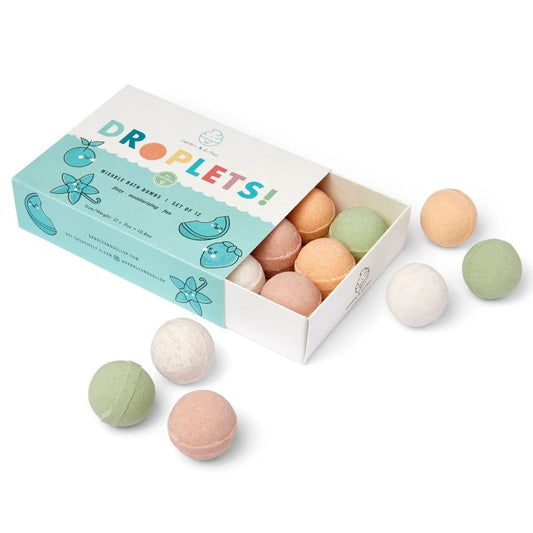 Dabble & Dollop Bath Bombs, 100% Natural Bath Bombs for Kids, Tropical Scents - USA Made, Moisturizing & Fun Droplets, Paraben & Sulfate Free, Vegan, Gluten-Free (Set of 12)