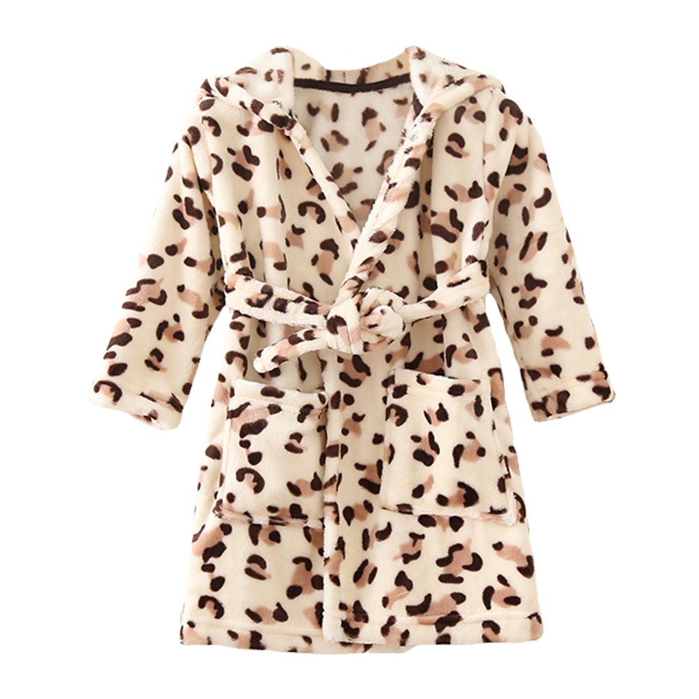 YOLIA Boys Girls Robes Kids Hooded Sleepwear Soft Fleece Bathrobes Cute Housecoat Gowns