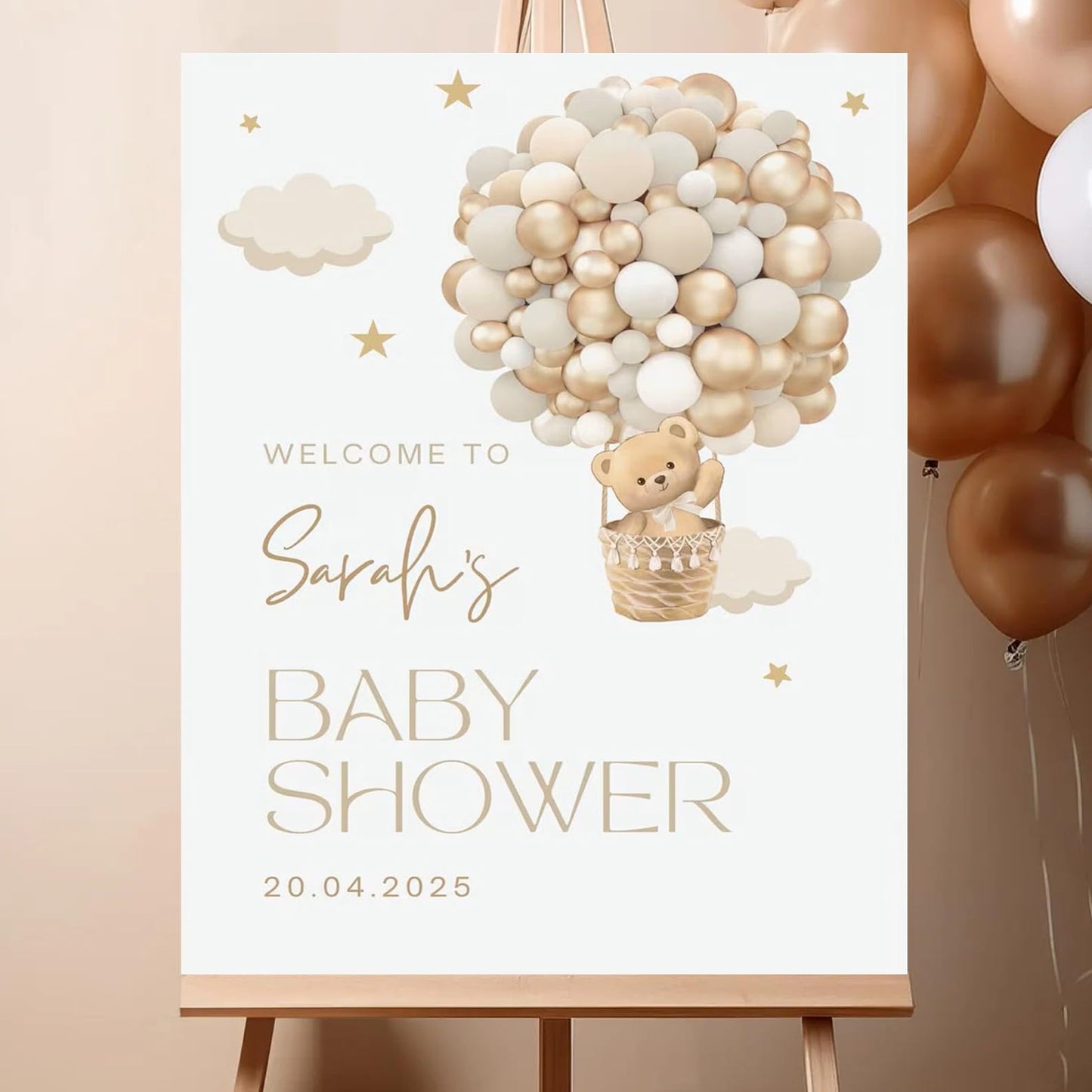 Personalized We Can Bearly Wait Baby Shower Welcome Sign, Welcome to Baby Shower Sign - Teddy Bear & Balloon Theme Décor #5