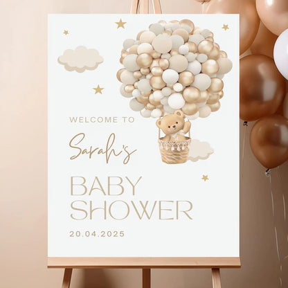 Personalized We Can Bearly Wait Baby Shower Welcome Sign, Welcome to Baby Shower Sign - Teddy Bear & Balloon Theme Décor #5