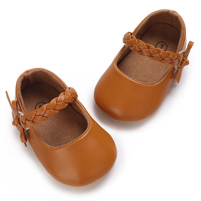 Baby Girl Mary Jane Flats Dress Shoes - Infant Newborn Shoes Anti-Slip Soft PU Leather Party School Wedding Princess Baby Girl Shoes 0-18M