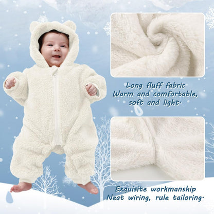 Newborn Baby Bear Outfit Suit Girls Boys Fleece Jumpsuit Romper Hooded Winter Snowsuit Clothes