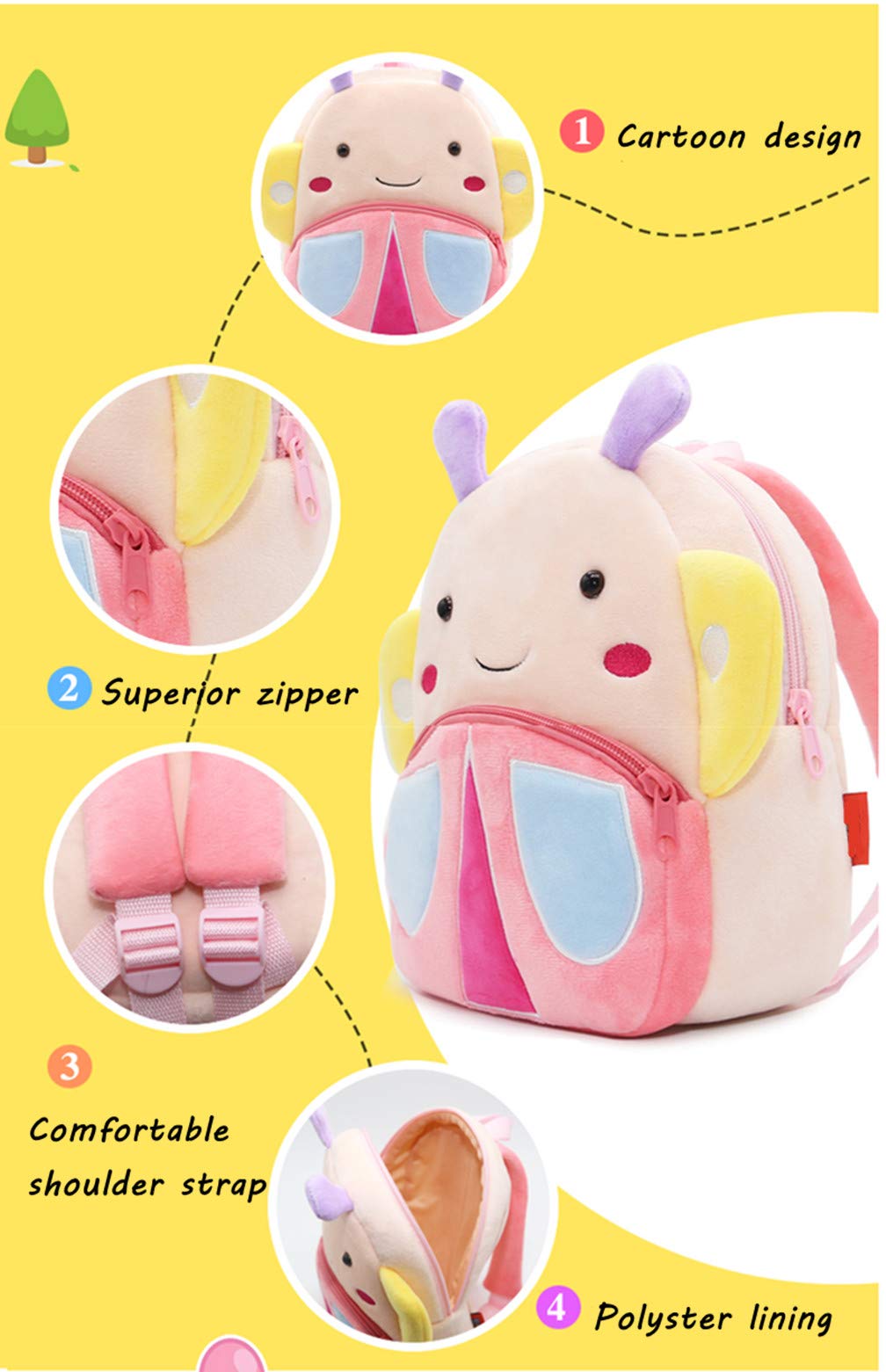 Toddler Backpack for Boys and Girls, Cute Soft Plush Animal Cartoon Mini Backpack Little For Kids 2-6 Years (Cows)