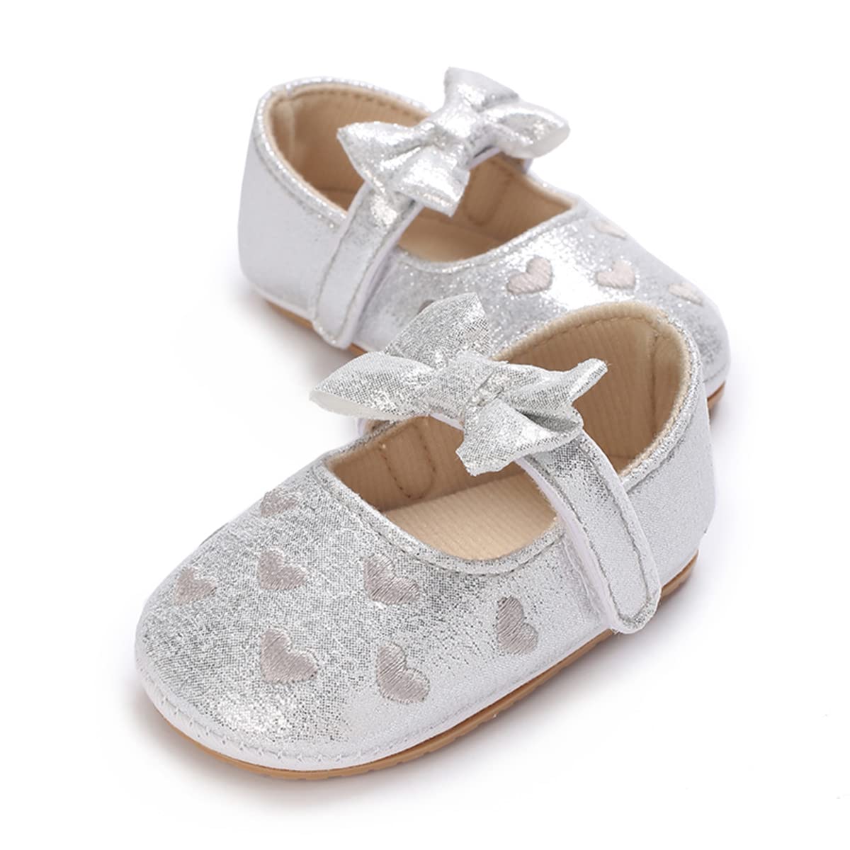 LAFEGEN Baby Girls Mary Jane Flats with Bownot Non Slip Soft Sole PU Leather Newborn Infant Toddler First Walker Cirb Dress Shoes