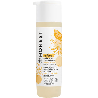 The Honest Company 2-in-1 Cleansing Shampoo + Body Wash for Sensitive Skin | Gentle for Baby | Naturally Derived, Tear-free, Hypoallergenic | Fragrance Free, 10 fl oz