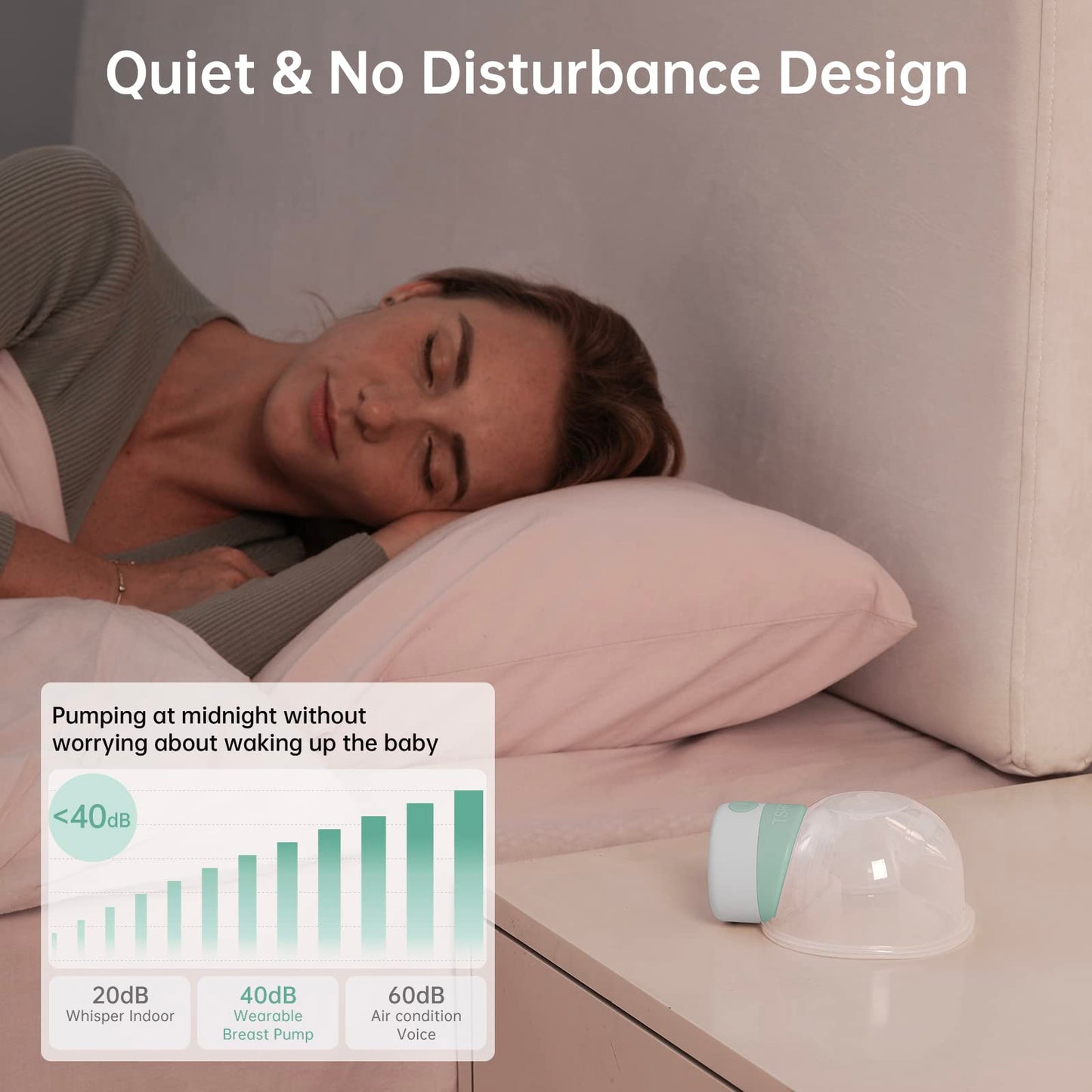 TSRETE Double Wearable Breast Pump, Electric Hands-Free Breast Pumps with 2 Modes, 9 Levels, LCD Display, Memory Function Rechargeable Milk Extractor-24mm Flange, Pink