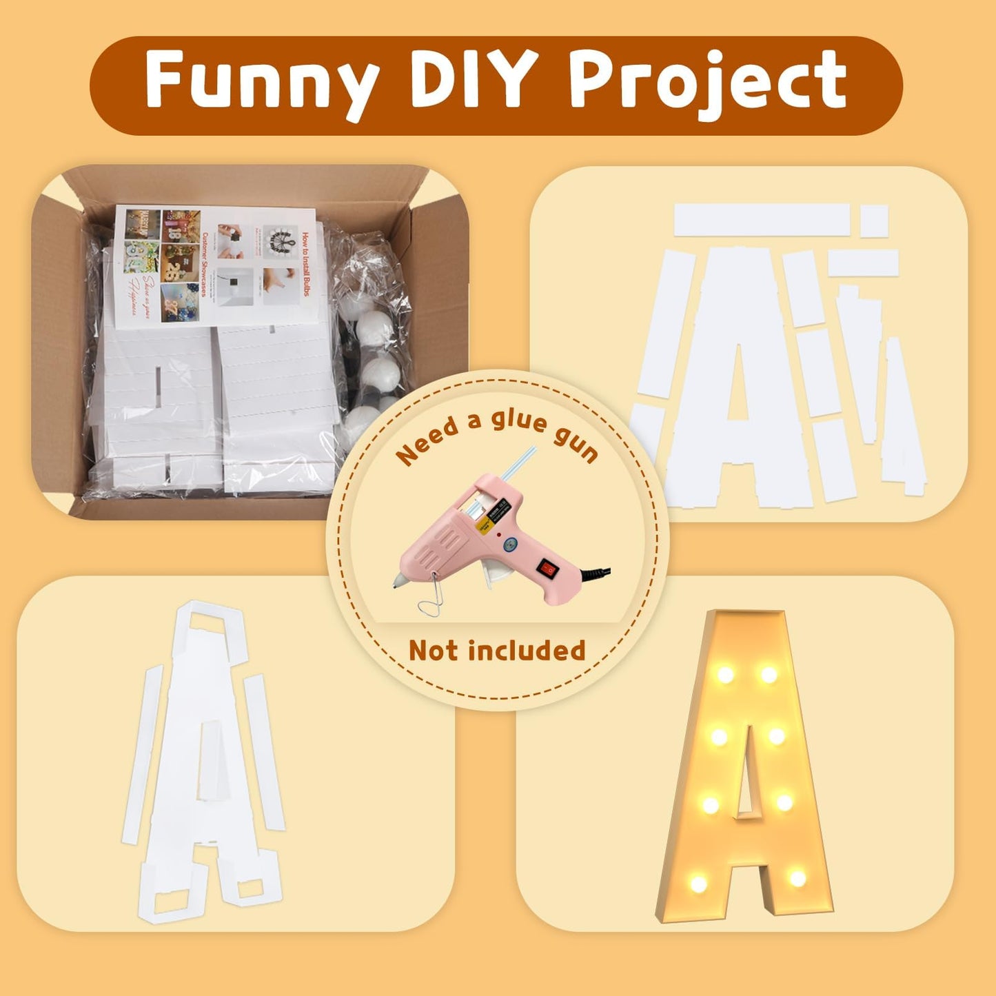 imprsv Marquee Light Up Letters, 3FT Mosaic Letters with Light for Baby Shower Graduation Party Decor, Large A for Engagement Wedding Party Decorations (Need to Assemble)