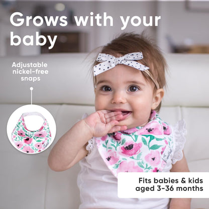 Copper Pearl 4 Pack Soft Cotton Baby Bibs for Drooling and Teething, Absorbent Drool Bibs for Baby Girl and Boy, Adjustable to Fit Newborns to Toddlers, Tons of Styles (Ferra)