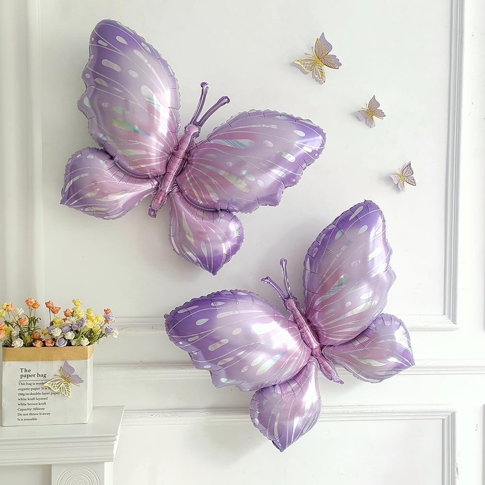Purple Butterfly Balloon Arch Garland Kit 150 pcs White Sand Boho Pastel Balloon for Butterfly Theme Birthday Baby Shower Fiesta Party Decorations for Girls
