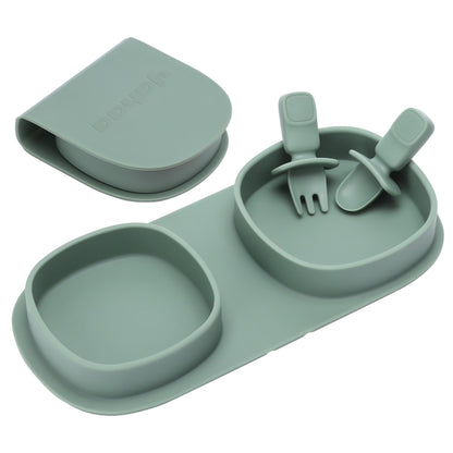 Silicone Foldable Novelty Dinner Plates,Baby Plates Travel Essential with Forks and Spoons,Microwave & Dishwasher SafeWatermelon