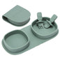Silicone Foldable Novelty Dinner Plates,Baby Plates Travel Essential with Forks and Spoons,Microwave & Dishwasher SafeWatermelon