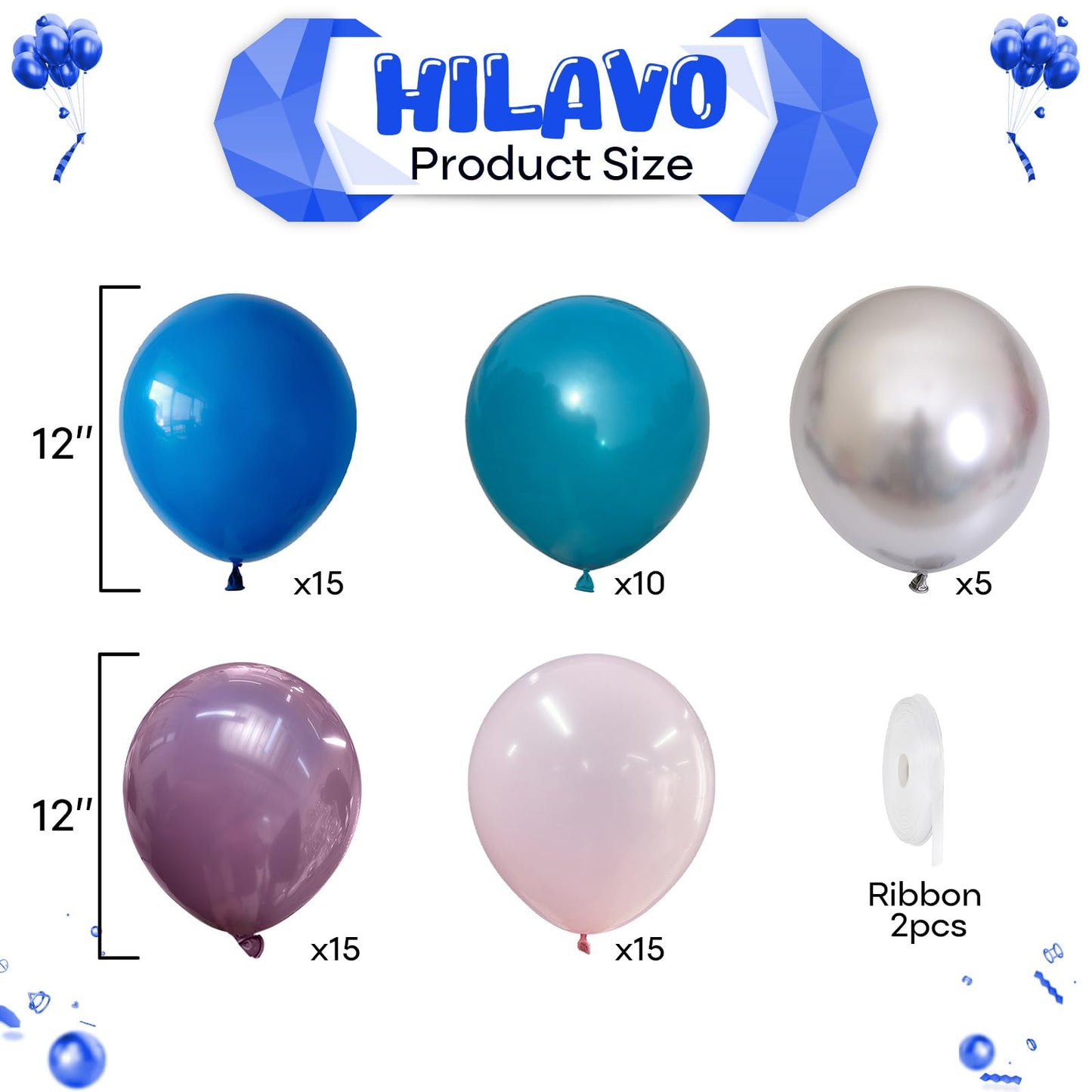 Dusty Blue Balloon Set, 60Pcs 12 Inch Slate Baby Blue White Sand Latex Balloon with Metallic Confetti Champagne Gold Helium Balloons for Birthday Party Baby Bridal Shower Boho Decortaions Supplies