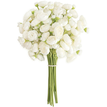 Floroom Ranunculus Artificial Flowers 18 Pcs Blush Faux Silk Mini Ranunculus Bulk Fake Wedding Filler Flowers for DIY Pink Bouquets, Centerpieces, Bridal Shower Decorations & Arrangements