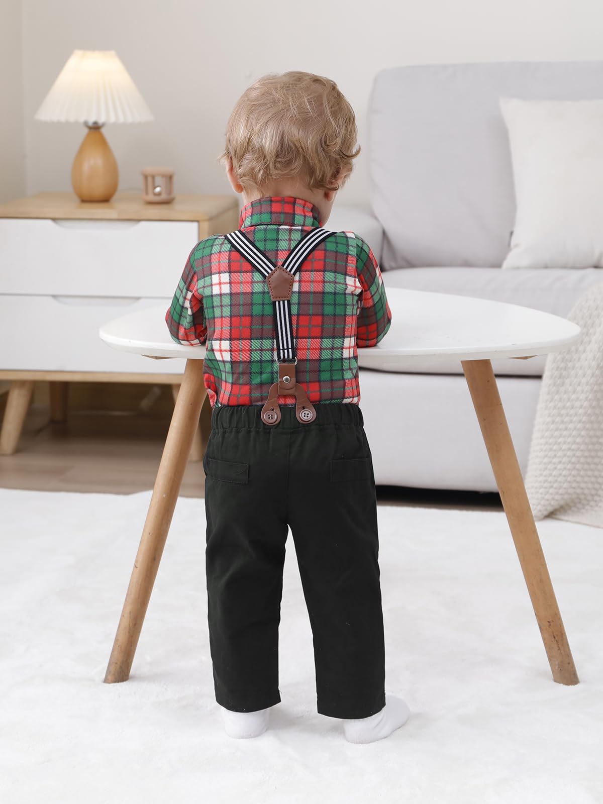 ZOEREA Baby Boy Suit 0-24M Gentleman Outfit Clothes Set Infant Long Sleeve Dress Shirt+Suspender Pants+Bowtie+Beret Hat