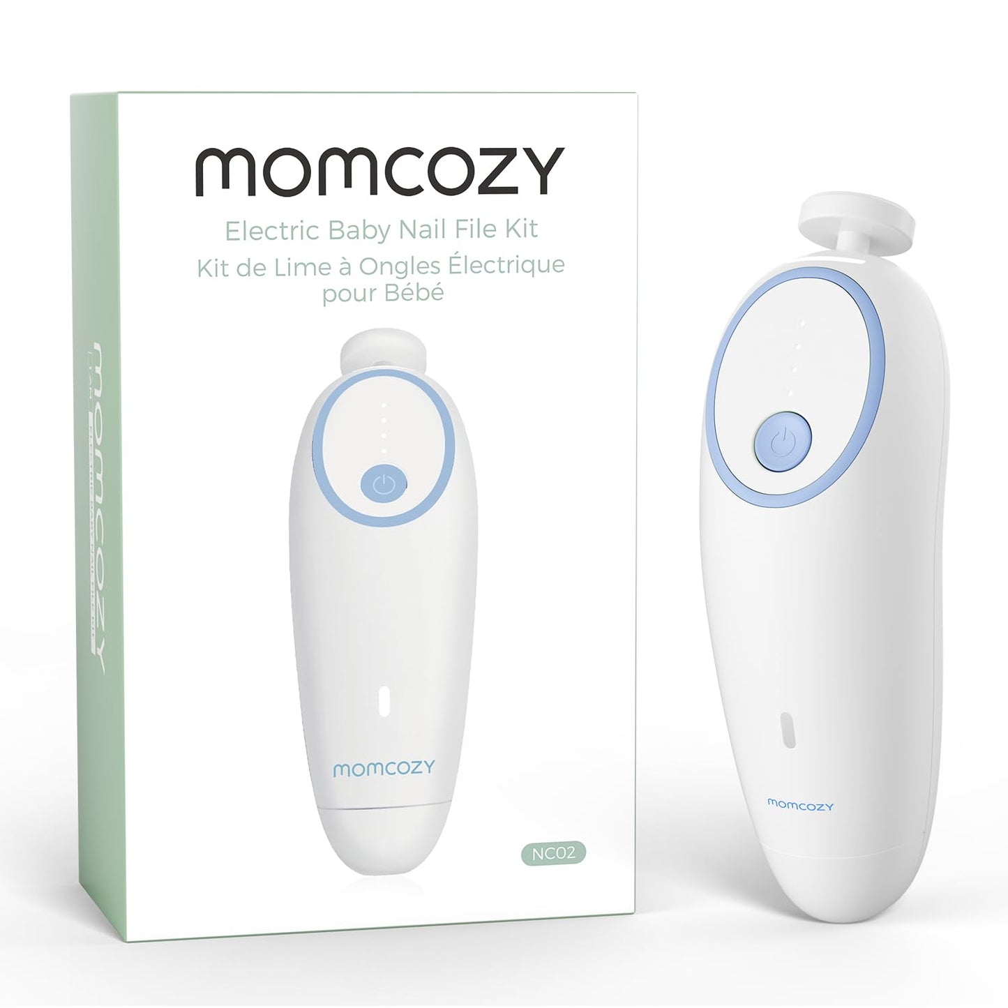 Momcozy Baby Nail File Electric, Gentle Baby Nail Trimmer Electric Rechargeable, Baby Nail Clipper Electric, 7 Grinding Head Replacement Pads