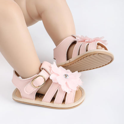 HsdsBebe Baby Girls Sandals Bohemia Flower Bow Soft Sole Toddler First Walkers Beach Summer Shoes