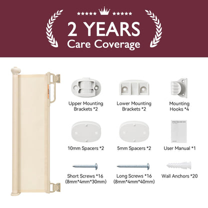 Momcozy Retractable Baby Gate, 33" Tall, Extends up to 55" Wide, Child Safety Baby Gates for Stairs, Doorways, Hallways, Indoor, Outdoor