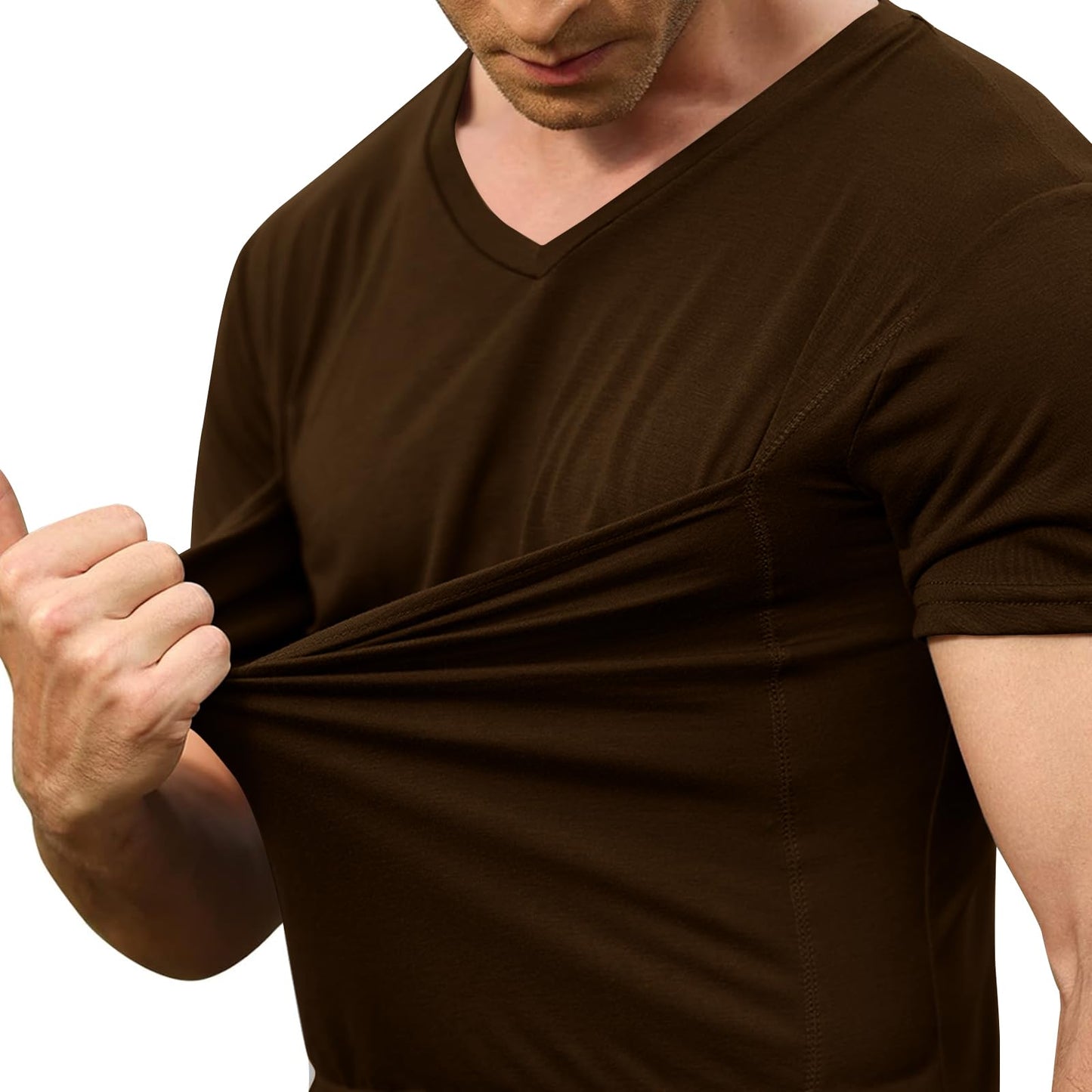 Mens Baby Carrier Shirt V Neck Short Sleeve T-Shirts for Men Skin to Skin T-Shirt with Pocket