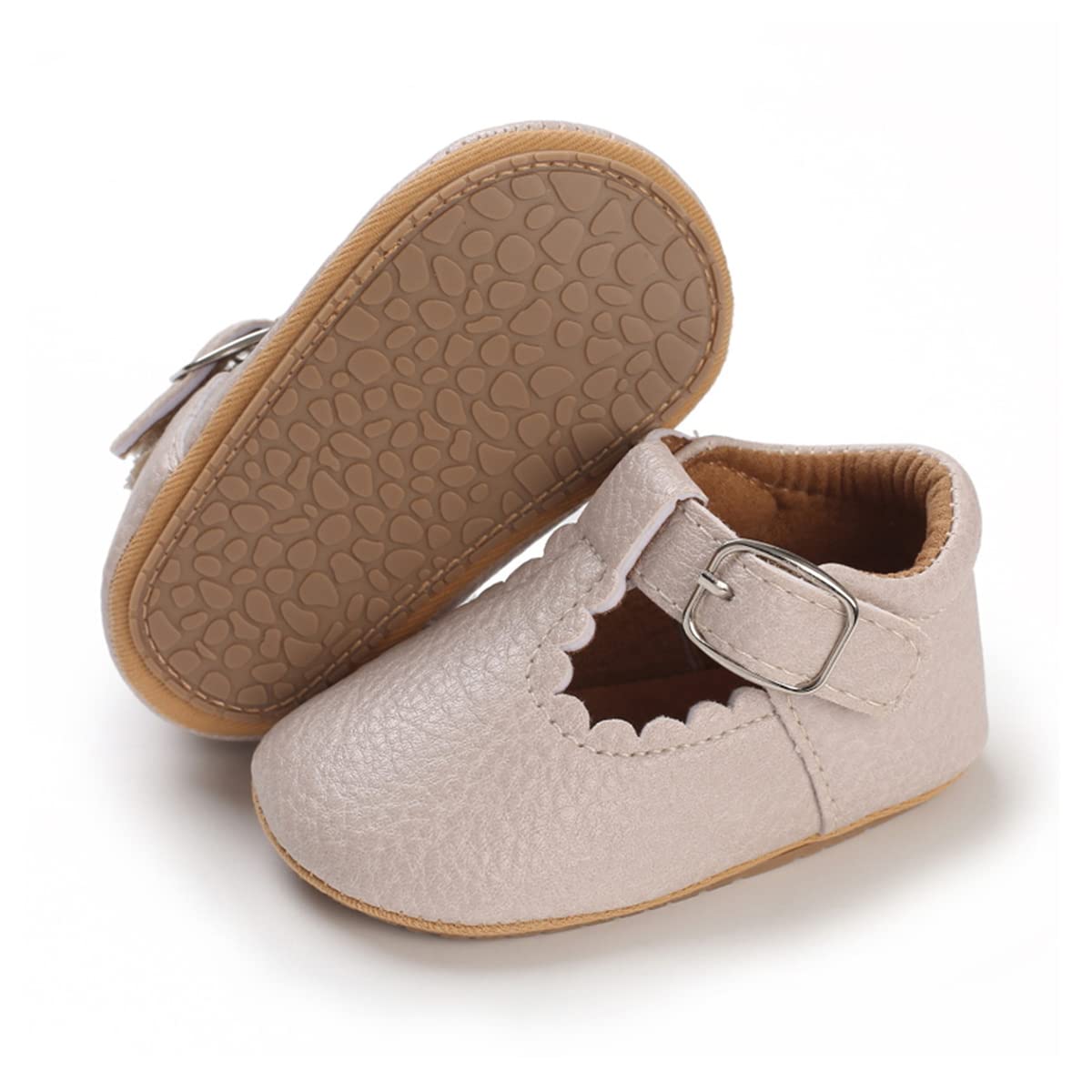 COSANKIM Baby Girls Mary Jane Flats Shoes Anti-Slip Rubber Sole Infant Toddler Princess Wedding Dress Shoes