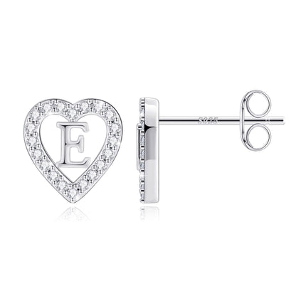 Anoup Heart Initial Stud Earrings - Gifts for Girls, Sterling Silver Post 14K Gold Plated All Over Hypoallergenic | CZ Simulated Diamond Stud Earrings | Birthday Gifts for Kids Toddlers Daughter