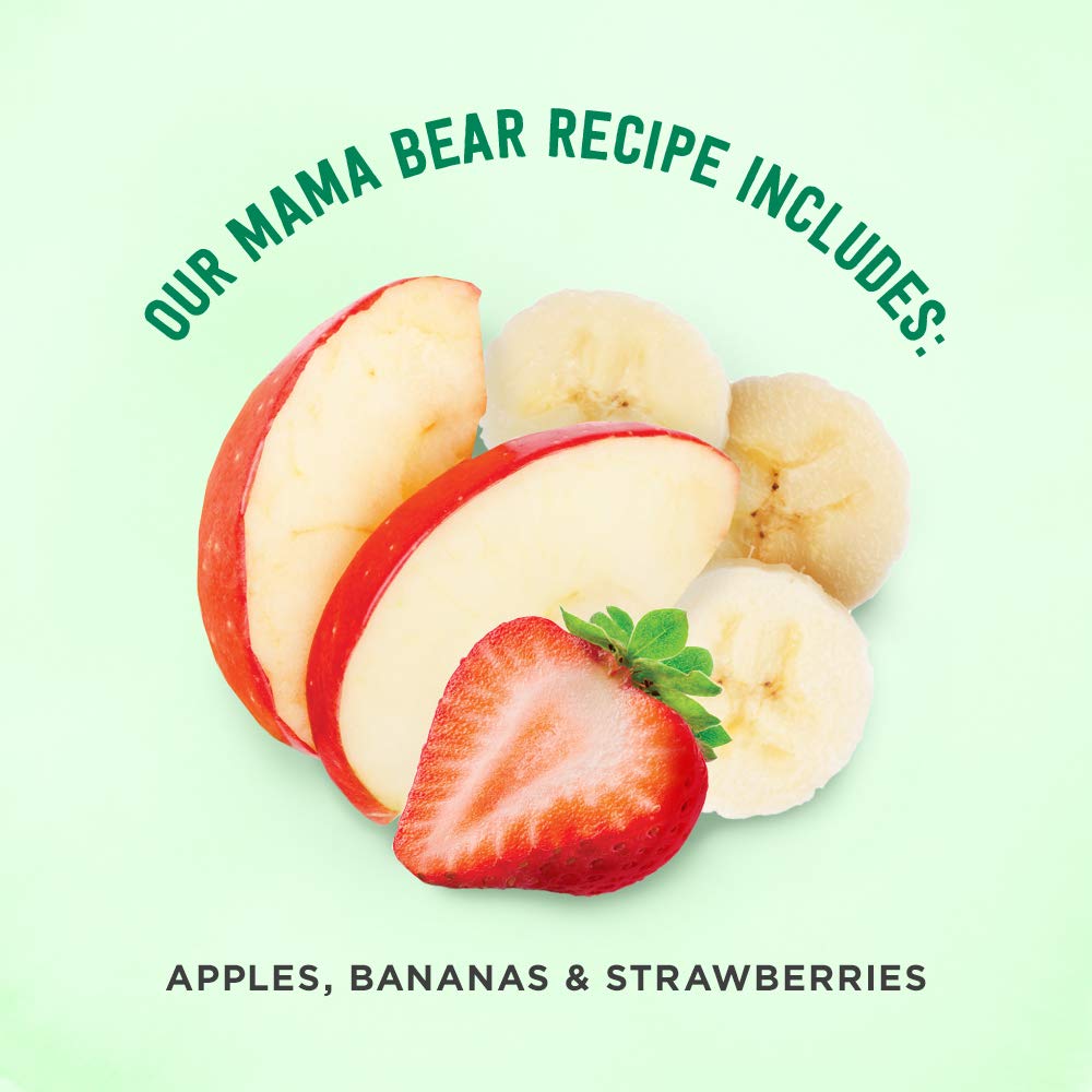 Amazon Brand - Mama Bear Organic Baby Food, Fruit Variety Pack, Apples, Apple Berry Blend, Bananas, Pears, vegetarian, 4 ounce (Pack of 12)