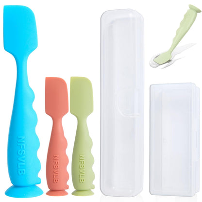 Baby Diaper Cream Spatula with Case-1 Large 2 Mini Butt Paste Spatula with 2 Travel Case-Soft Baby Butt spatula baby Diaper Cream Applicator-Diaper Rash spatula Bum Spatulas Brush