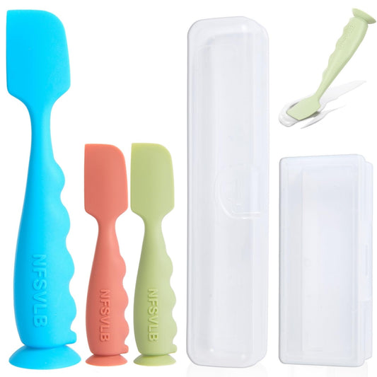 Baby Diaper Cream Spatula with Case-1 Large 2 Mini Butt Paste Spatula with 2 Travel Case-Soft Baby Butt spatula baby Diaper Cream Applicator-Diaper Rash spatula Bum Spatulas Brush