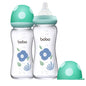 YOHKOH Natural Glass Baby Bottle with Natural Response Nipple, Newborn Anti-Colic Baby Bottles, Wide Neck Mushroom Cap Baby Bottle, Clear (8.8ounce (Pack of 4), Multicolour1)