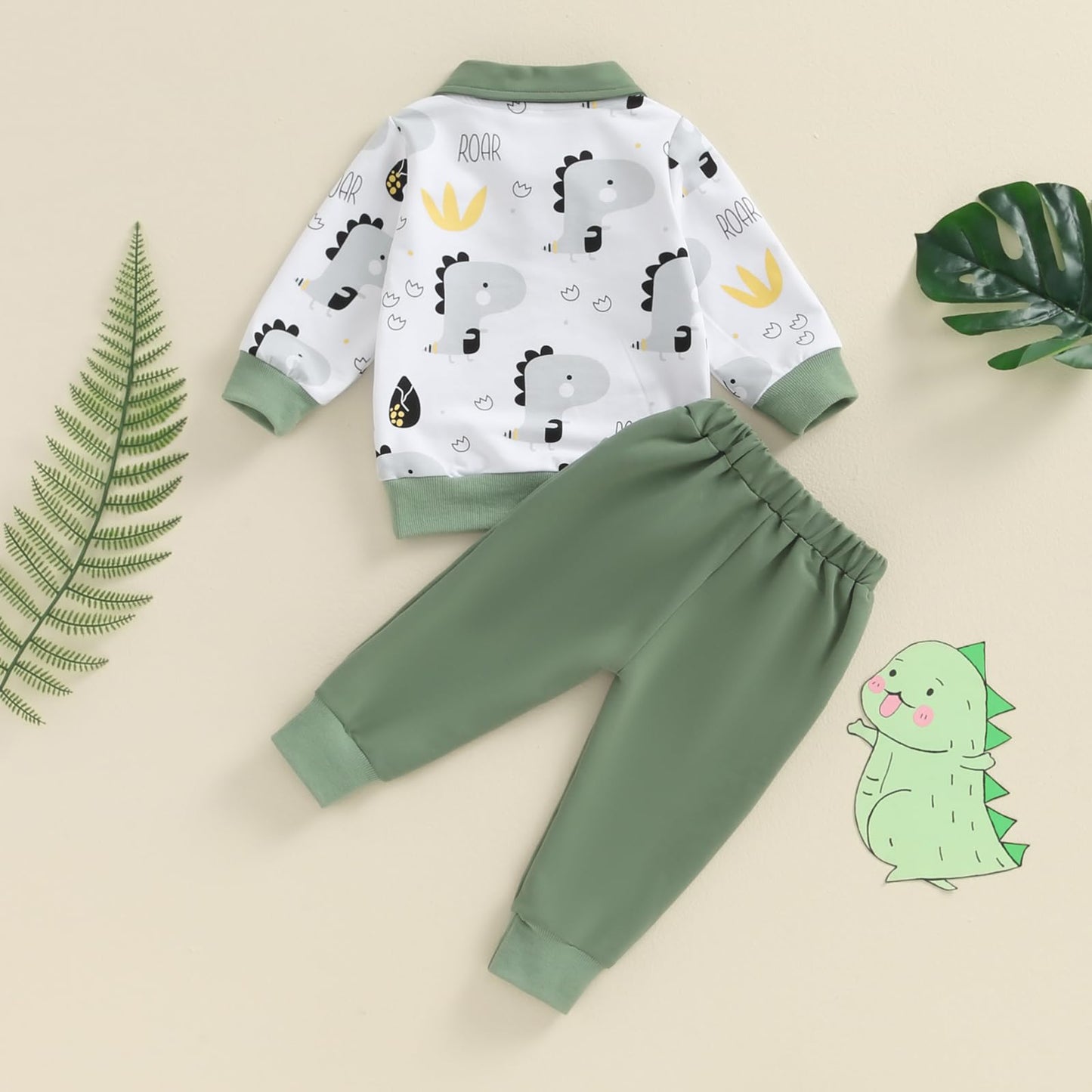 MA&BABY Toddler Boys Clothes Dinosaur Print 6 12 18 24 Months 3T 4T Outfits Long Sleeve Pullover Jogger Pant 2PC Sets