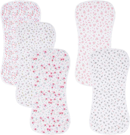 5 Pack Cotton Baby Burp Cloths Extra Absorbent Soft for Baby Boys and Girls (Pink-2)