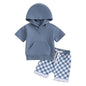 Toddler Baby Boy Summer Outfit Short Sleeve Hooded Stripes Top Casual Shorts Set Infant Newborn Clothes 6 12 18 24 Month