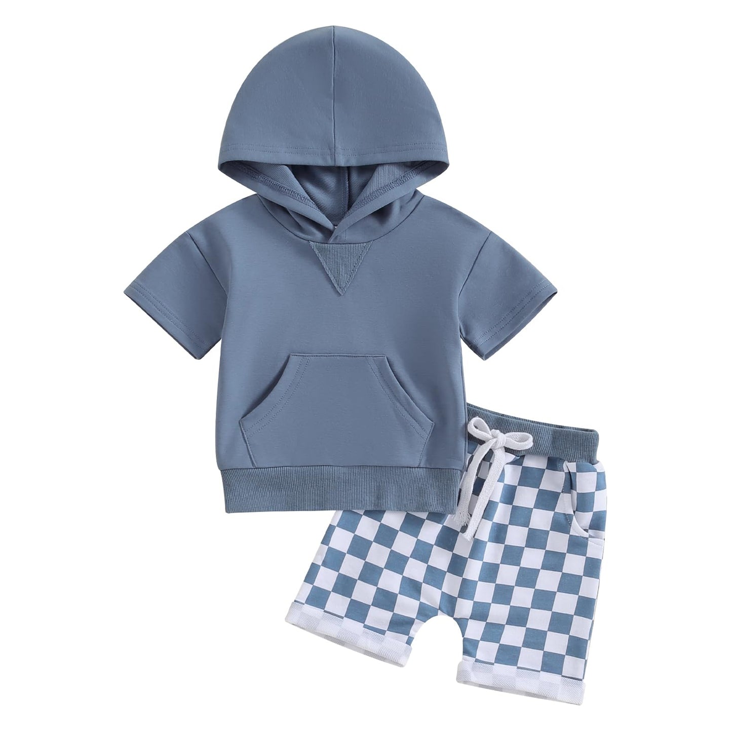 Toddler Baby Boy Summer Outfit Short Sleeve Hooded Stripes Top Casual Shorts Set Infant Newborn Clothes 6 12 18 24 Month