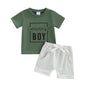 Kupretty Toddler Baby Boy Summer Clothes Letter Graphic Short Sleeve Shirt T-Shirt Tops + Casual Shorts Outfit Set
