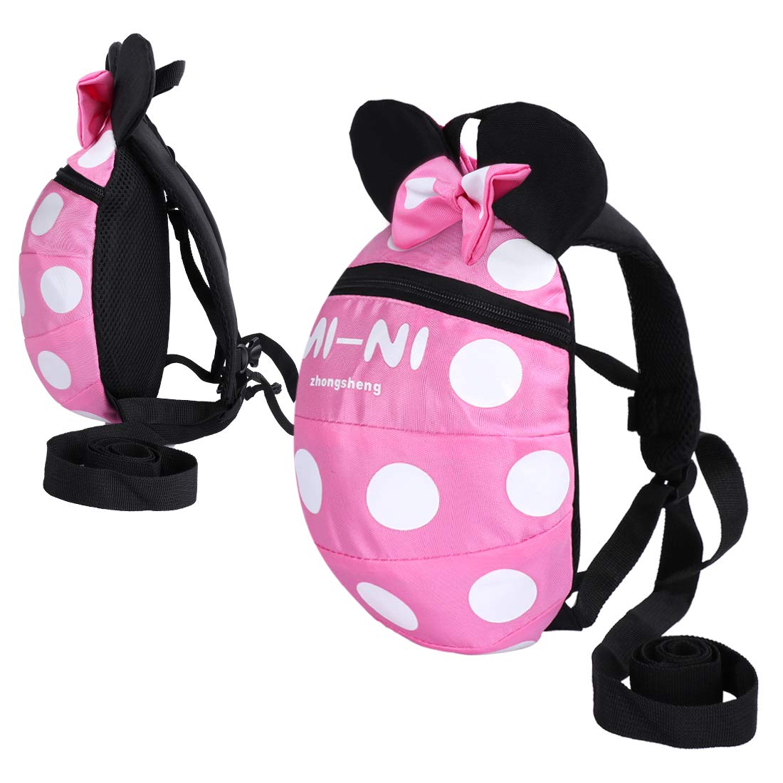 ﻿Baby Toddler Leash Baby Leash Backpack Little Kid Boys Girls Anti-Lost Travel Bag Harness Reins Cute Cartoon Backpacks with Safety Leash for Baby Backpack Leash for Toddlers 1-5 Years(Black red)