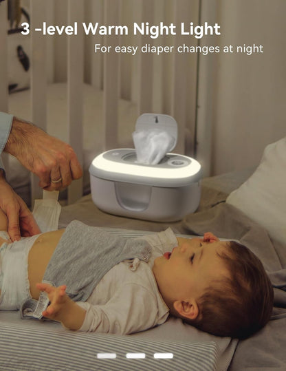 Babelio Baby Wipe Warmer and Wet Wipes Dispenser | Large Capacity Wipes Warmer for Babies with Night Light | Top Even Heating, 4-Level Temperature (100-131℉) | Newborn Essentials