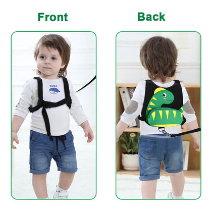 Accmor Toddler Harness with Leash, Cute Dinosaur Kids Harness + Anti Lost Wrist Link, Mini Child Harness Leash Wristband Strap Belt Protector for Baby Boys Girls to Outdoor Travel (Blue)