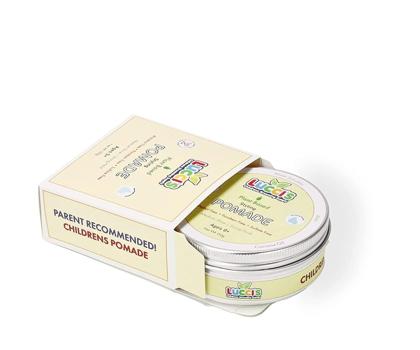 LUCCI’S CHILDRENS GROOMING SUPPLY Baby Hair Gel – 5oz Plant-Based Styling Hair Pomade for Infants – No Parabens or Sulphates – Medium Shine and Strong Hold Hair Paste for Kids
