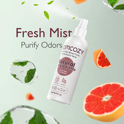 Momcozy Portable Breast Pump Cleaner Spray, Strong Milk Fat Removal & Residue-Free, Natural Grapefruit Scent, Pump Spray for Breast Pump and Other Baby Products, 8.5 Fl Oz Bottle