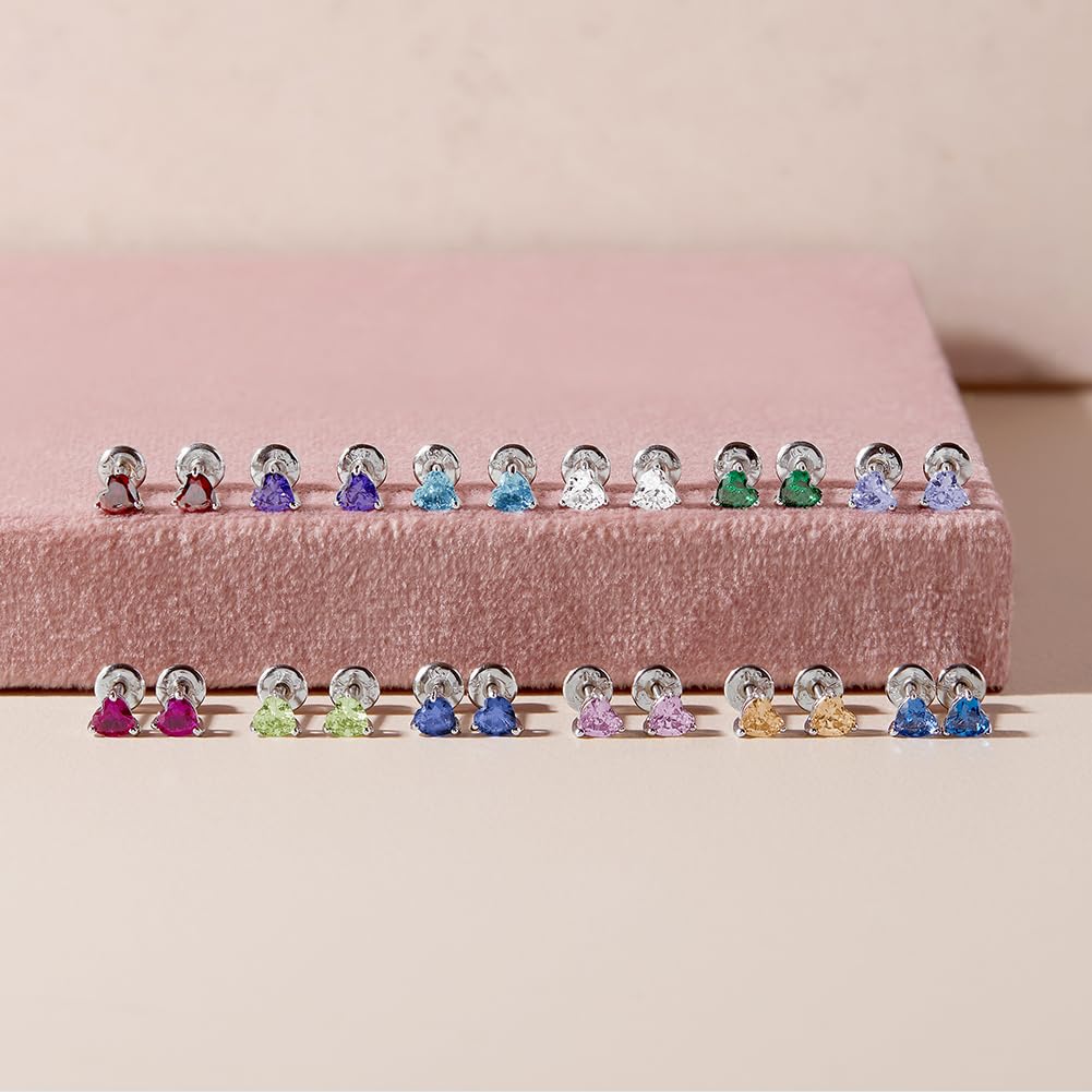 925 Sterling Silver Girls CZ Heart Hypoallergenic Safety Screw Back Earrings - Adorable 5mm Heart Earrings for Young Girls - Great Jewelry for Everyday Wear for Toddlers to Teens