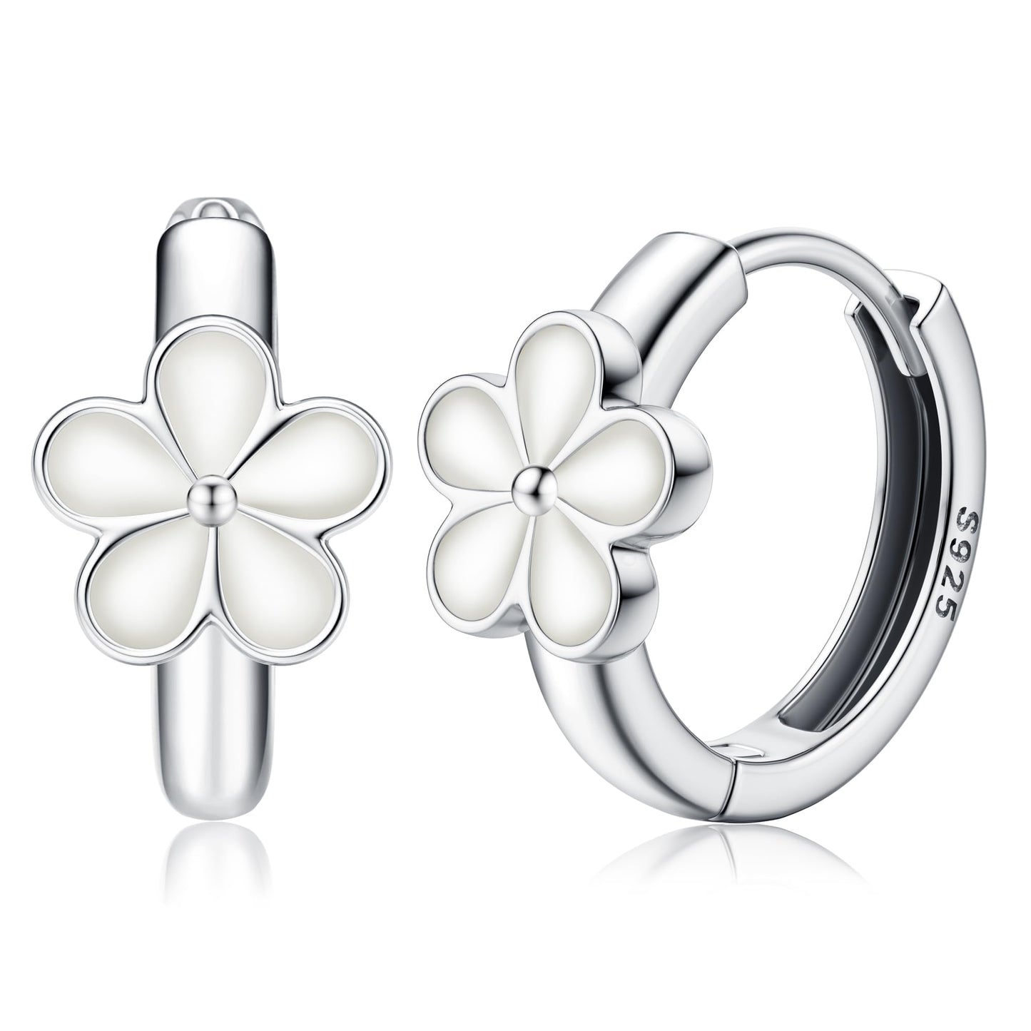 MILACOLATO 925 Sterling Silver Small Hoop Earrings Toddler 18K Gold Plated Huggie Hoop Earrings Daisy Flower Hoop Earrings for Women Hypoallergenic Earrings for Sensitive Ears